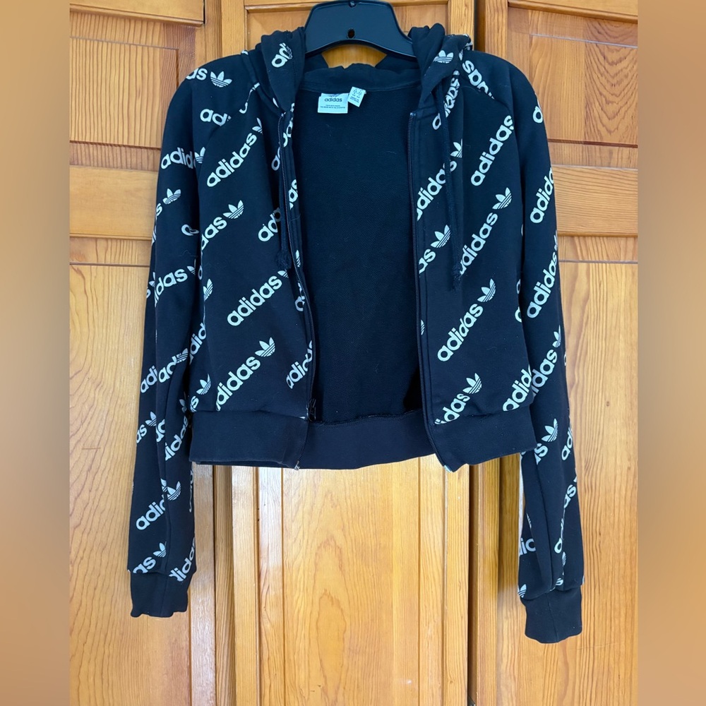 Adidas Black Hoodie with White Logo Print